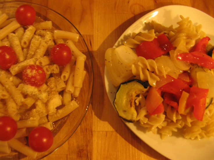 Tinkyada pasta on the left; Goldbaum's on the right.