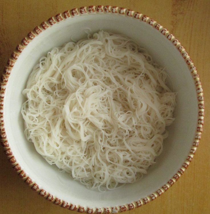 Bowl of rice noodles.